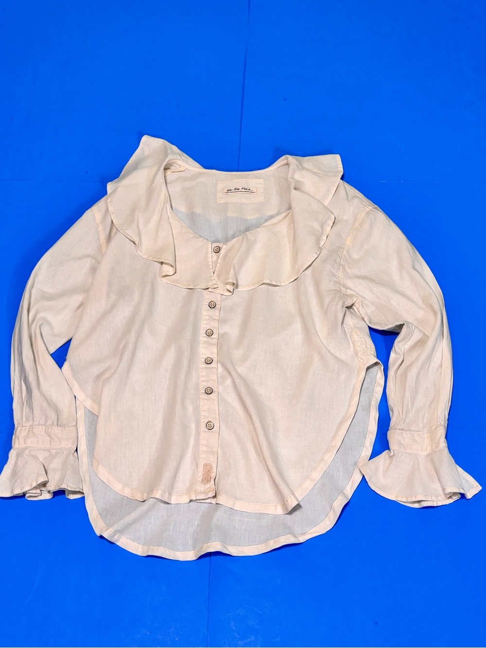 We The Free Cream Ruffled Bib Collar Blouse - Picture 2 of 16
